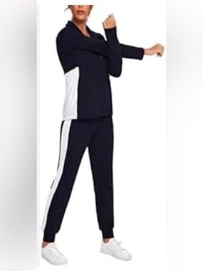 Halcyeen Navy & White Full-Zip Track Suit - Women's Large - Excellent Condition